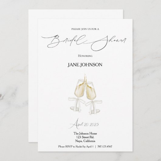 Proost bruidsdouche uitnodiging (Voorkant / Achterkant)