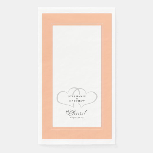 Proost Bruiloft Kalligrafie Perzik Wit Diner Servet (Voorkant)