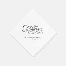 Proost bruiloft zwart-wit elegante kalligrafie servet