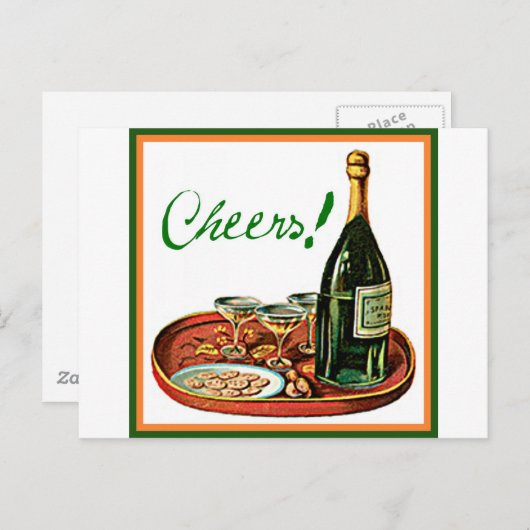 PROOST!  CHAMPAGNE-AFDRUKKING BRIEFKAART (Voorkant / Achterkant)