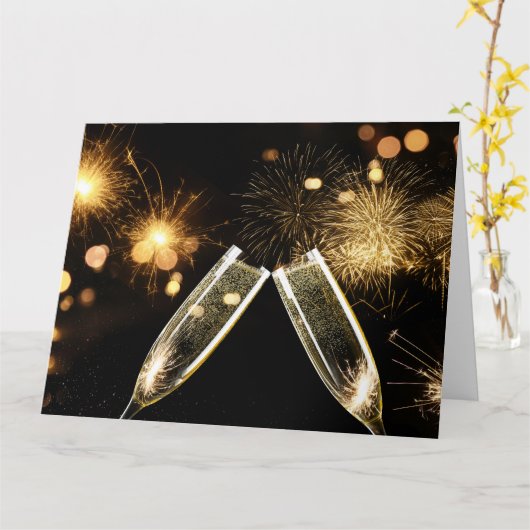 Proost Champagne Glazen Kaart (Gele Bloem)