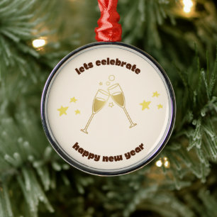 Proost champagneglazen Nieuwjaarsboodschap Metalen Ornament