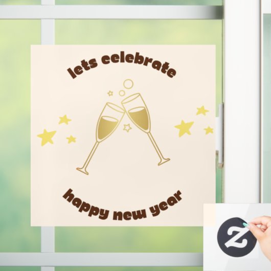 Proost champagneglazen Nieuwjaarsboodschap Raamsticker (Huis)