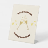 Proost champagneglazen Nieuwjaarsboodschap Reclamebord Met Voetstuk (Voorkant)