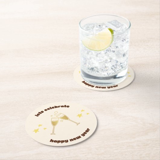 Proost champagneglazen Nieuwjaarsboodschap Ronde Kartonnen Onderzetter (Insitu)