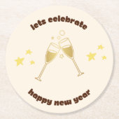 Proost champagneglazen Nieuwjaarsboodschap Ronde Kartonnen Onderzetter (Voorkant)