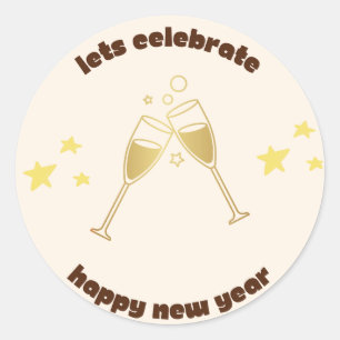Proost champagneglazen Nieuwjaarsboodschap Ronde Sticker