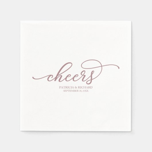 Proost - Chic Roze Gouden Script Bruiloft Servette Servet (Voorkant)