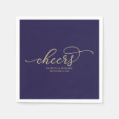 Proost - Chique gouden script marineblauw bruiloft Servet (Voorkant)