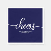 Proost - Chique Navy Blauwe Kalligrafie Bruiloft Servet (Voorkant)