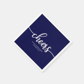 Proost - Chique Navy Blauwe Kalligrafie Bruiloft Servet (Hoek)