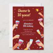 Proost cocktail volwassen verjaardag uitnodiging (Voorkant)