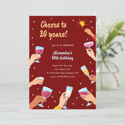 Proost cocktail volwassen verjaardag uitnodiging (Staand voorkant)