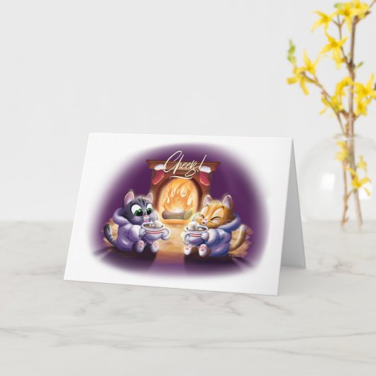 PROOST! COCOA KATTEN (mat) door Jeff Willis Art Kaart (Gele Bloem)