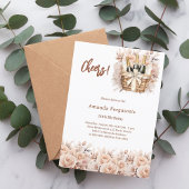 Proost crème rozen bloemen verjaardag kaart