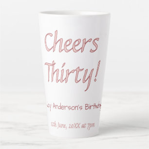 proost dertig roze maron naam trendy verjaardag si latte mok