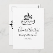 Proost dertig verjaardagstaart zwarte krabbel hand briefkaart (Voorkant / Achterkant)