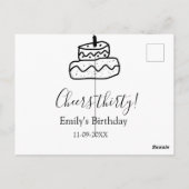 Proost dertig verjaardagstaart zwarte krabbel hand briefkaart (Achterkant)