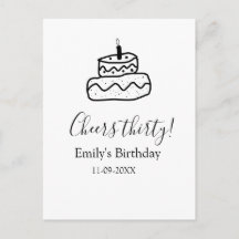 Proost dertig verjaardagstaart zwarte krabbel hand