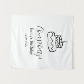 Proost dertig verjaardagstaart zwarte krabbel hand wandkleed (Voorkant (horizontaal))