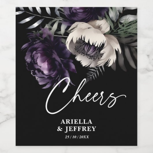 Proost donkere humeurige boho elegante bruiloft wijn etiket (Enkel label)