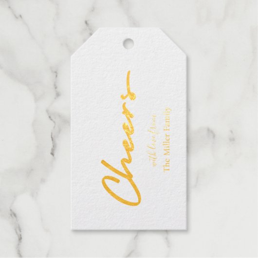 Proost Eenvoudig Modern Script Wijnfles Cadeaulabels (Voorkant)