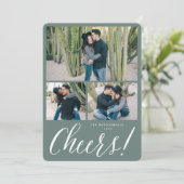 Proost Eenvoudig Script Moderne vakantie fotokaart Feestdagenkaart (Staand voorkant)