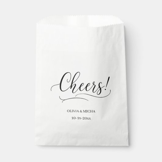 Proost! eenvoudige elegante Script White Wedding F Bedankzakje (Voorkant)