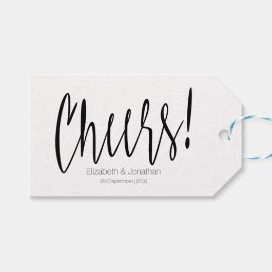 Proost Eenvoudige kalligrafie bruiloft gunst Label Cadeaulabel (Voorkant (Horizontaal))