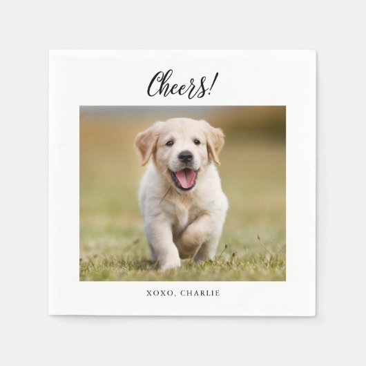 Proost Eenvoudige Schattigee Hond Foto Leuk Modern Servet (Voorkant)