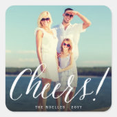 Proost Eenvoudige Script Calligrafie Nieuw Jaar Fo Vierkante Sticker (Voorkant)