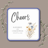 Proost Elegant Blauw Wildbloem Bloemen Bruiloft Kartonnen Onderzetters