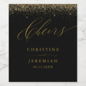 Proost Elegant Goud Script Zwart Bruiloft Wijn Lab Etiket (Enkel label)