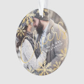 Proost Elegant Goud Sneeuwvlok Vakantiefoto Ornament (voorkant)