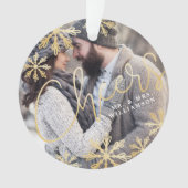 Proost Elegant Goud Sneeuwvlok Vakantiefoto Ornament (voorkant)