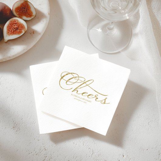 Proost - Elegant Gouden Nep Folie Script Bruiloft Servet