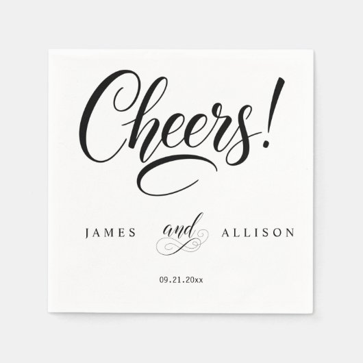 "Proost!" Elegant Script Custom Wedding Party Servet (Voorkant)