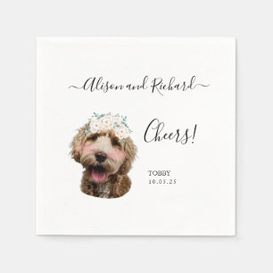 Proost Elegant Script Kat Hond Foto Bruiloft Servet