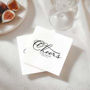 Proost - Elegant zwart en wit schrift  Trouwen Servet