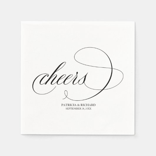 Proost - Elegant zwart script bruiloft Servet (Voorkant)