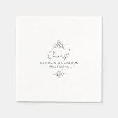 Proost Elegant  Zwart & Wit Bruiloft Botanisch Servet (Voorkant)