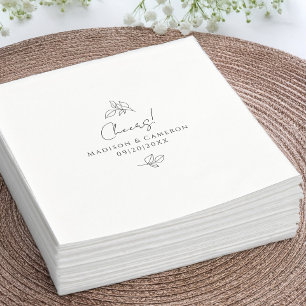 Proost Elegant  Zwart & Wit Bruiloft Botanisch Servet