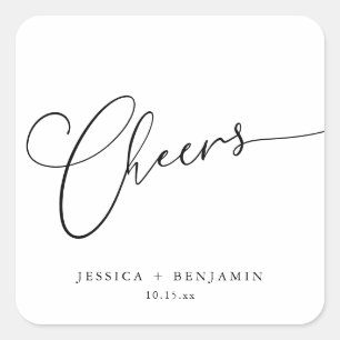 Proost Elegant Zwart Wit Schrift Huwelijk Vierkante Sticker
