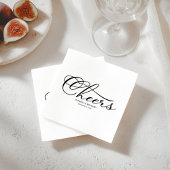 Proost - Elegant Zwart-Wit Script Bruiloft Servet