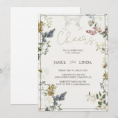 Proost! Elegante Bloemige Trouw Uitnodiging (Voorkant / Achterkant)