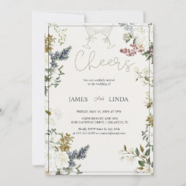 Proost! Elegante Bloemige Trouw Uitnodiging