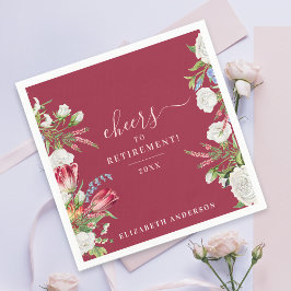 Proost Elegante Bourgondische witte bloemkalligraf Servet