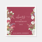 Proost Elegante Bourgondische witte bloemkalligraf Servet (Voorkant)