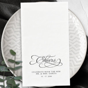 Proost Elegante Bruid & Bruidegom Calligrafie Zwar Servet
