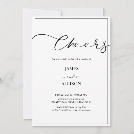 Proost Elegante Minimalistische Eenvoudige Huwelij Kaart (Voorkant)